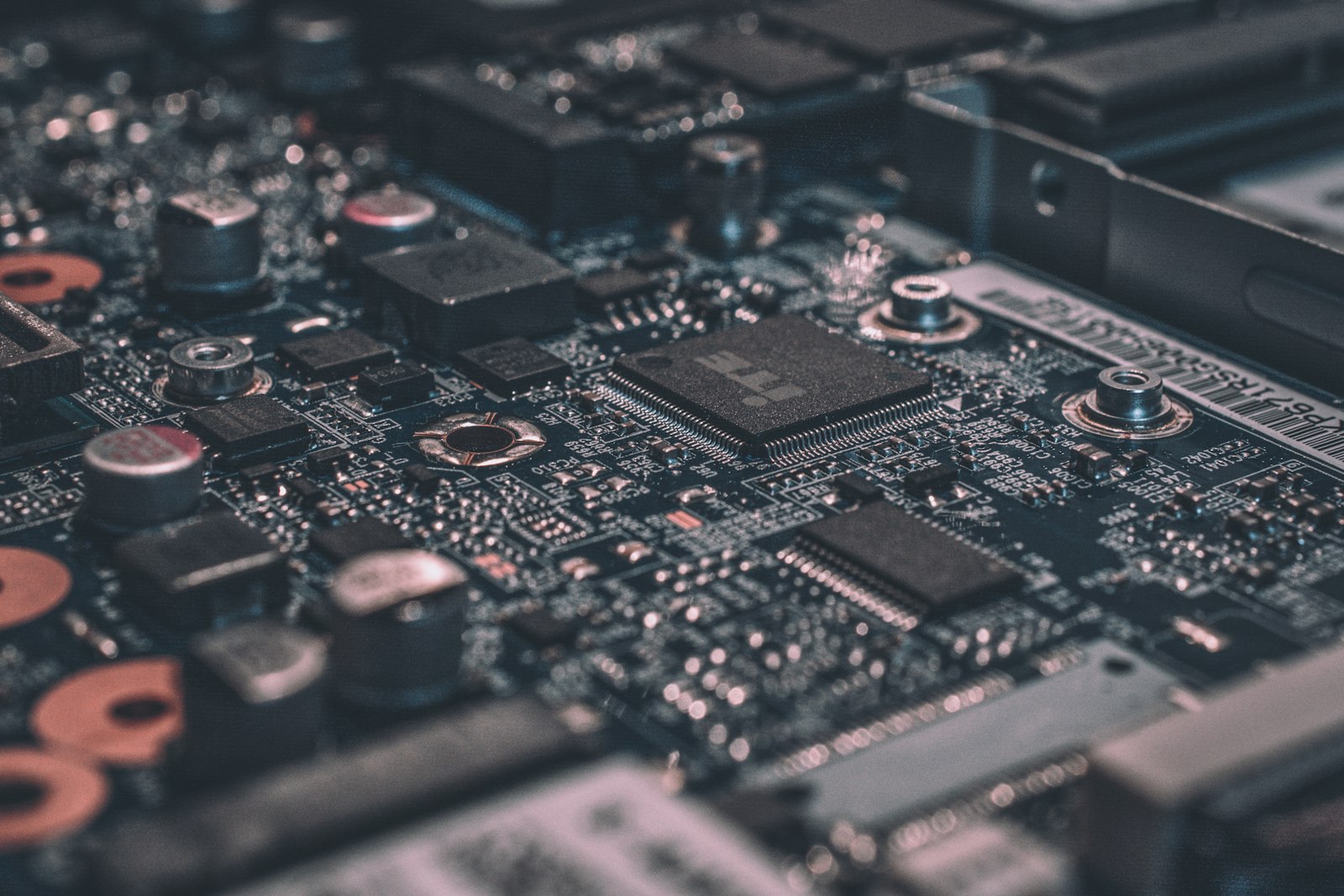 Close-up of an industrial electronics control board